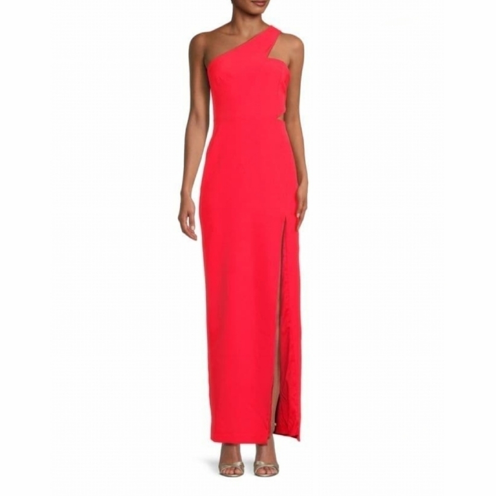 Aidan Mattox One Shoulder Slit Maxi Dress Size 10